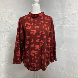 Tribal Red Print Cowl Neck Sweater 1X ❤️